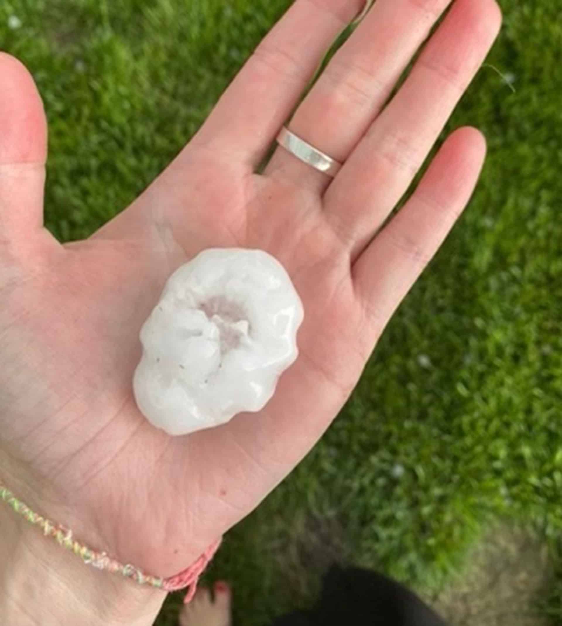 hail being held in someones hand